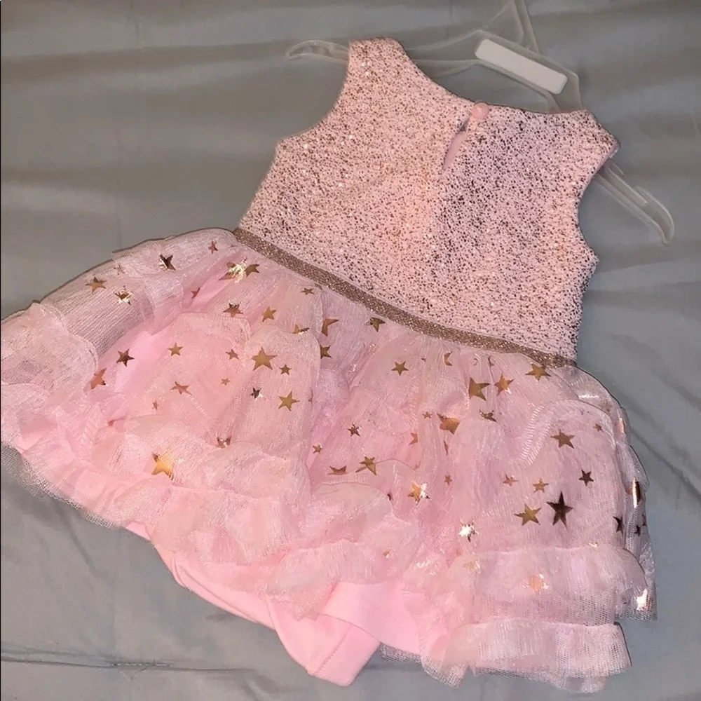 Baby Girls Sleeveless Foil Print‎ Jacquard Dress